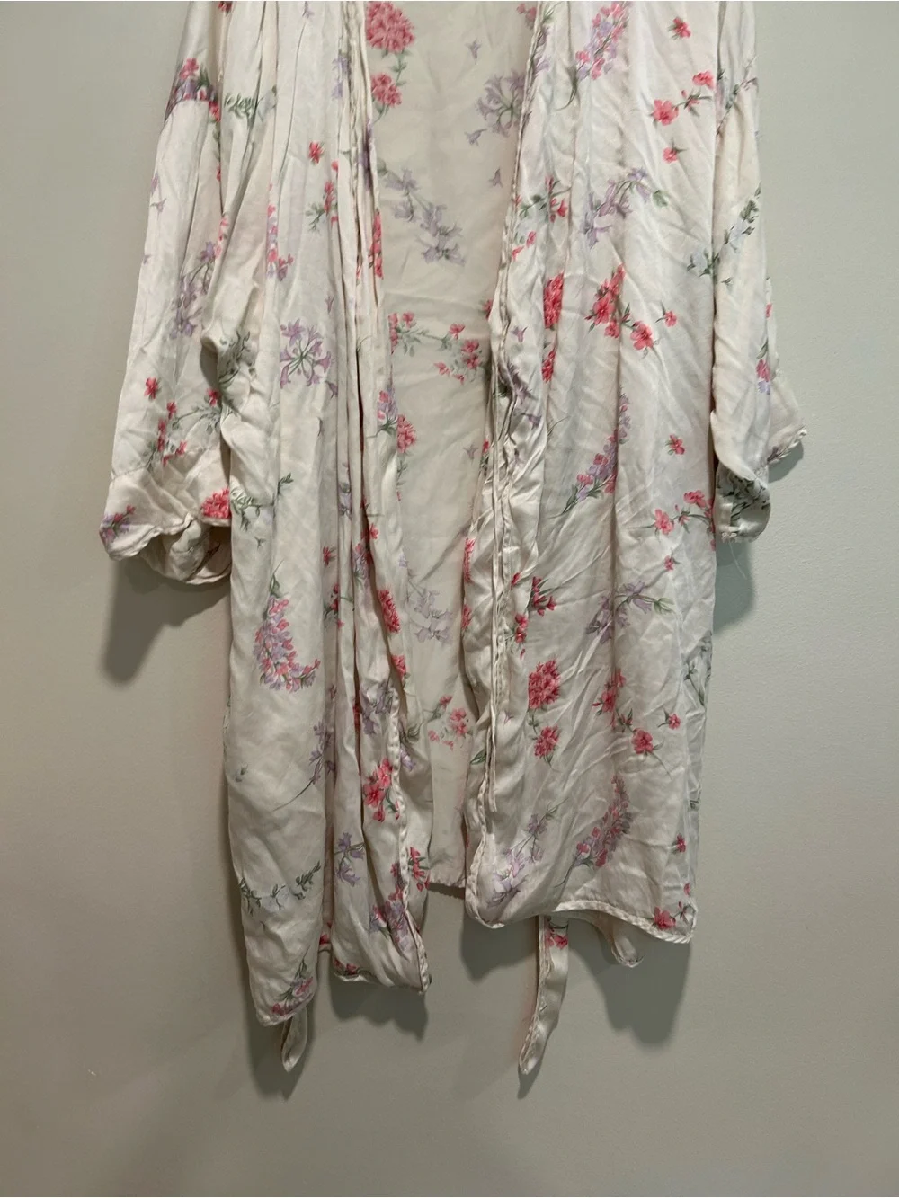 Floral silk bath robe